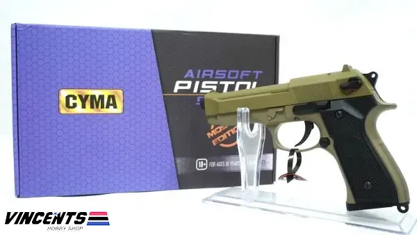 PISTOLA ELECTRICA CYMA BERETTA 92 CON MOSFET Y LI-PO VERSION TAN