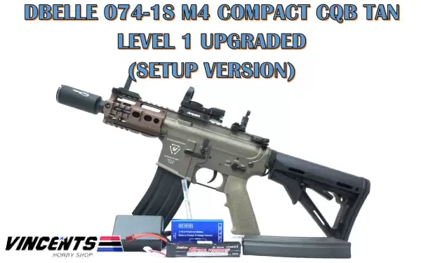Level 1 Upgraded (500 – 520 FPS) Double Belle 074-1S M4 Compact CQB Tan (SET UP VERSION)